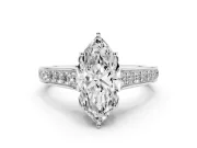 Marquise Cut Diamond Solitaire Pavé Engagement Ring Set in Silver with Prong Setting