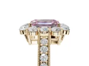 Emerald Cut Vintage Halo Engagement Ring Setting for a Fancy Pink Lab-Grown Diamond | Yellow Gold