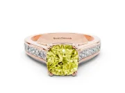 Cushion Cut Channel Engagement Ring Setting for a Fancy Yellow Lab-Grown Diamond | Rose Gold - Design NV-24671