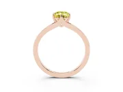 Fancy Yellow Emerald Cut Diamond Solitaire Ring Set in Rose gold with Polished Tapered Band and Prong Setting