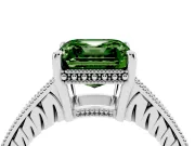 Asscher Cut Engraved Engagement Ring Setting for a Fancy Green Lab-Grown Diamond | White Gold