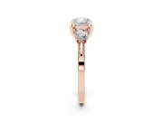 Cushion Cut Hidden Halo Three Stone Engagement Ring Setting | Pave Gallery | Rose Gold