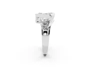 Radiant Cut Diamond Bezel Bypass Ring Set in White gold with Round Accents