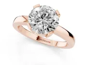 Round Cut Diamond Solitaire Ring Set in Rose gold with Prong Head and Smooth Polished Band