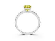 Radiant Cut Pave Engagement Ring Setting for a Fancy Yellow Lab-Grown Diamond | Shared Prong Band | Sterling Silver