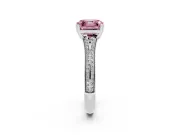 Asscher Cut Pave Split Shank Engagement Ring Setting for a Fancy Pink Lab-Grown Diamond | Double Claw Prongs | Platinum