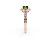 Cushion Cut Graduated Milgrain Halo Engagement Ring Setting for a Fancy Green Lab-Grown Diamond | Rose Gold