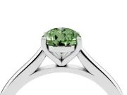 Fancy Green Pear Cut Diamond Solitaire Ring Set in Silver with Cathedral Band and Prong Setting