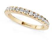 Round Diamond Slender Eternity Band Set in Yellow gold with Pavé U-Prong Setting