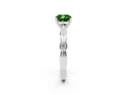 Fancy Green Cushion Cut Diamond Solitaire Twisted Band Ring Set in Platinum with Accent Stones and Prong Setting