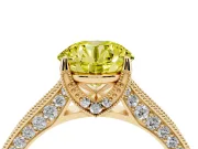 Round Hidden Halo Engagement Ring Setting for a Fancy Yellow Lab-Grown Diamond | Milgrain Pave | Yellow Gold