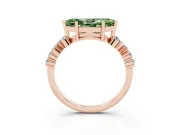 Marquise Scattered Accent Engagement Ring Setting for a Fancy Green Lab-Grown Diamond | Rose Gold