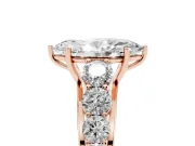 Marquise Graduated Side Stone Engagement Ring Setting | Flat Top Band | Rose Gold