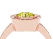 Round Milgrain Halo Engagement Ring Setting for a Fancy Yellow Lab-Grown Diamond | Pave Band | Rose Gold