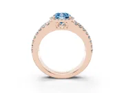 Cushion Cut Halo Split Shank Engagement Ring Setting for a Fancy Blue Lab-Grown Diamond | Rose Gold