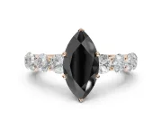 Marquise Side Stone Engagement Ring Setting for a Black Center | Scalloped Prong Accents | Rose Gold