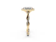 Emerald Cut Halo Engagement Ring Setting | Pavé Twist Band | Yellow Gold