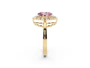 Oval Scalloped Cluster Halo Engagement Ring Setting for a Fancy Pink Lab-Grown Diamond | Plain Band | Yellow Gold