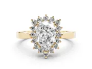Pear-Shaped Scalloped Halo Engagement Ring Setting | Flat Plain Band | Yellow Gold