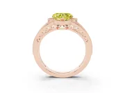 Fancy Yellow Heart Cut Diamond Halo Ring Set in Rose gold with Accent Split Shank and Prong Setting