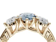 Pear-Shaped Vintage Three Stone Engagement Ring Setting for a Fancy Blue Lab-Grown Diamond | Yellow Gold