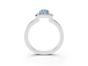 Fancy Blue Pear Cut Diamond Halo Ring Set in Platinum with Bezel Frame and Pavé Band