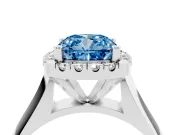 Cushion Cut Halo Engagement Ring Setting for a Fancy Blue Lab-Grown Diamond | Square Profile Band | White Gold