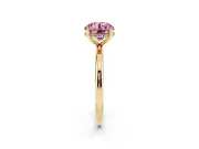 Round Micro-Prong Hidden Halo Engagement Ring Setting for a Fancy Pink Lab-Grown Diamond | Plain Band | Yellow Gold