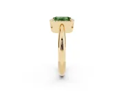 Fancy Green Emerald Cut Diamond Halo Engagement Ring Set in Yellow gold with Plain Split Shank and Prong Setting