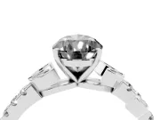 Fancy Black Pear Cut Diamond Solitaire Leaf-Inspired Ring Set in Platinum with Pavé Band and Prong Setting