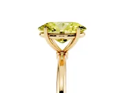 Fancy Yellow Oval Cut Diamond Solitaire Engagement Ring Set in Yellow gold with Thin Band and Prong Setting