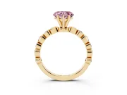 Heart-Shaped Station Engagement Ring Setting for a Fancy Pink Lab-Grown Diamond | Yellow Gold