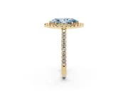 Marquise Pave Halo Engagement Ring Setting for a Fancy Blue Lab-Grown Diamond | Pave Band | Yellow Gold