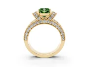 Cushion Cut Vintage Pave Engagement Ring Setting for a Fancy Green Lab-Grown Diamond | Milgrain Edges | Yellow Gold