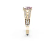 Oval Split Shank Pavé Engagement Ring Setting for a Fancy Pink Lab-Grown Diamond | Yellow Gold