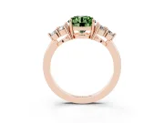 Round Cluster Side Stone Engagement Ring Setting for a Fancy Green Lab-Grown Diamond | Rose Gold