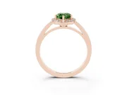 Pear-Shaped Thin Halo Engagement Ring Setting for a Fancy Green Lab-Grown Diamond | Slim Plain Band | Rose Gold