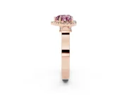 Heart-Shaped Halo Engagement Ring Setting for a Fancy Pink Lab-Grown Diamond | Pointed Pave Shoulders | Rose Gold