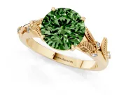Round Leaf Solitaire Engagement Ring Setting for a Fancy Green Lab-Grown Diamond | Yellow Gold