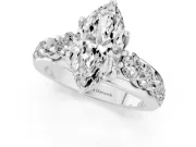 Marquise Graduated Side Stone Engagement Ring Setting | Shared Prong Rails | Sterling Silver