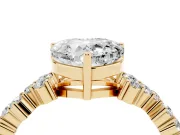 Heart-Shaped Scattered Accent Engagement Ring Setting | Slim Band | Yellow Gold