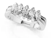 Marquise Lab-Grown Diamond North-South Wedding Band | Ribbed Shoulders | White Gold