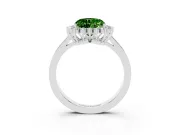 Fancy Green Heart Cut Diamond Halo Ring Set in Platinum with Round Halo and Smooth Solitaire Band