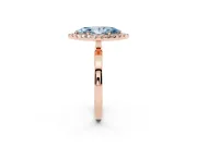 Fancy Blue Marquise Cut Diamond Halo Solitaire Ring Set in Rose gold with Pavé Band and Prong Setting