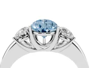 Pear-Shaped Three Stone Engagement Ring Setting for a Fancy Blue Lab-Grown Diamond | Sterling Silver - Design NV-24844