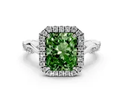 Radiant Cut Twist Halo Engagement Ring Setting for a Fancy Green Lab-Grown Diamond | Sterling Silver
