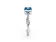 Fancy Blue Asscher Cut Diamond Solitaire Twisted Pavé Ring Set in Silver with Prong Setting