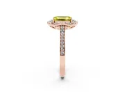 Emerald Cut Petal Tip Halo Engagement Ring Setting for a Fancy Yellow Lab-Grown Diamond | Pavé Band | Rose Gold