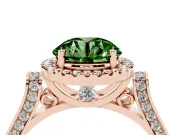 Round Pavé Halo Engagement Ring Setting for a Fancy Green Lab-Grown Diamond | Rose Gold