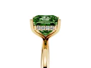 Fancy Green Princess Cut Diamond Solitaire Engagement Ring Set in Yellow gold with Prong Setting and Polished Band
